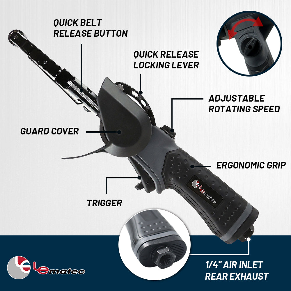 LE-BS-706B Air Belt Sander – 12.7×330mm, Adjustable Arm, Quick Release