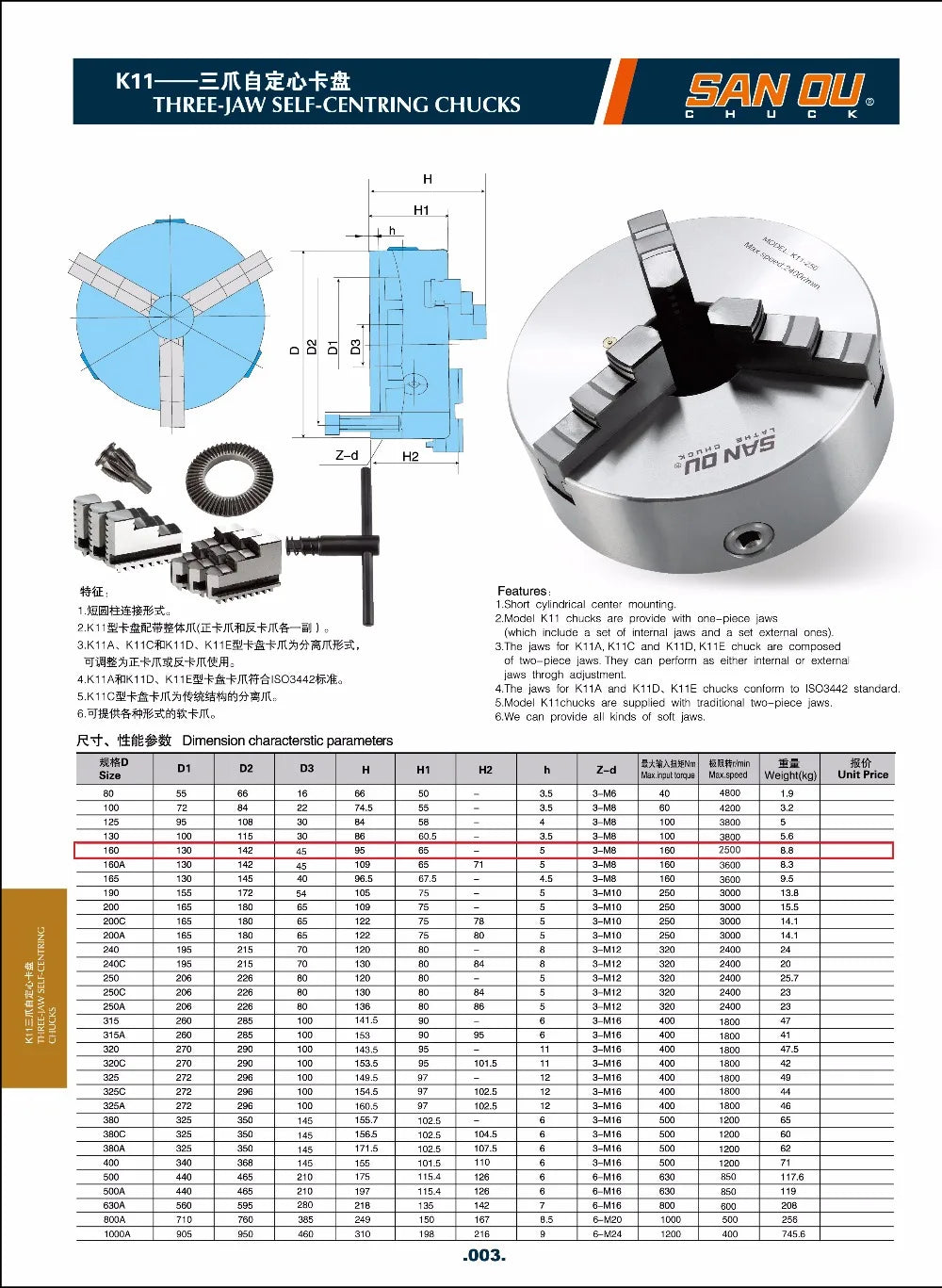 K11-160 Lathe Chuck