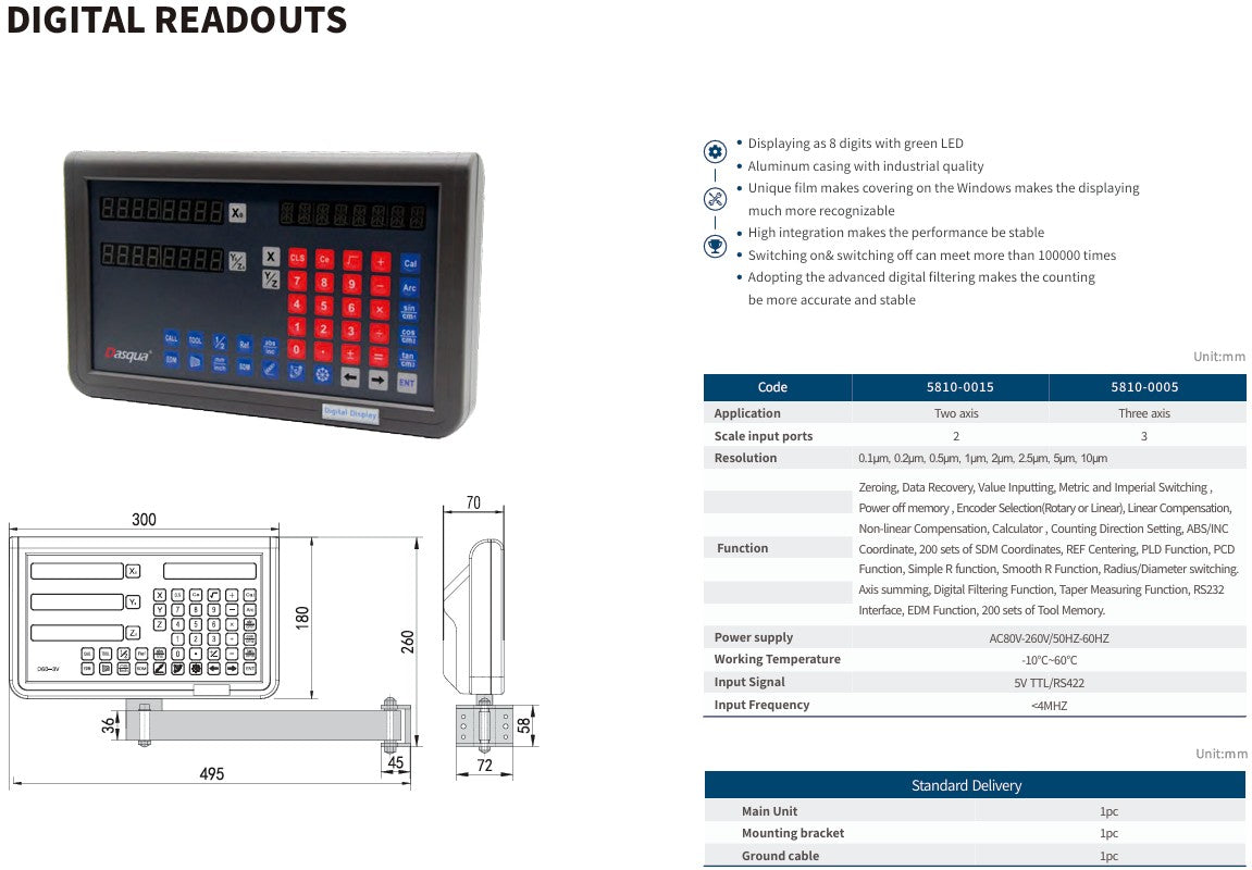 Digital Readouts — Two‑Axis / Three‑Axis Systems