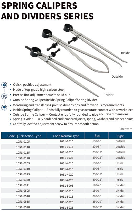 Spring Calipers and Dividers Series