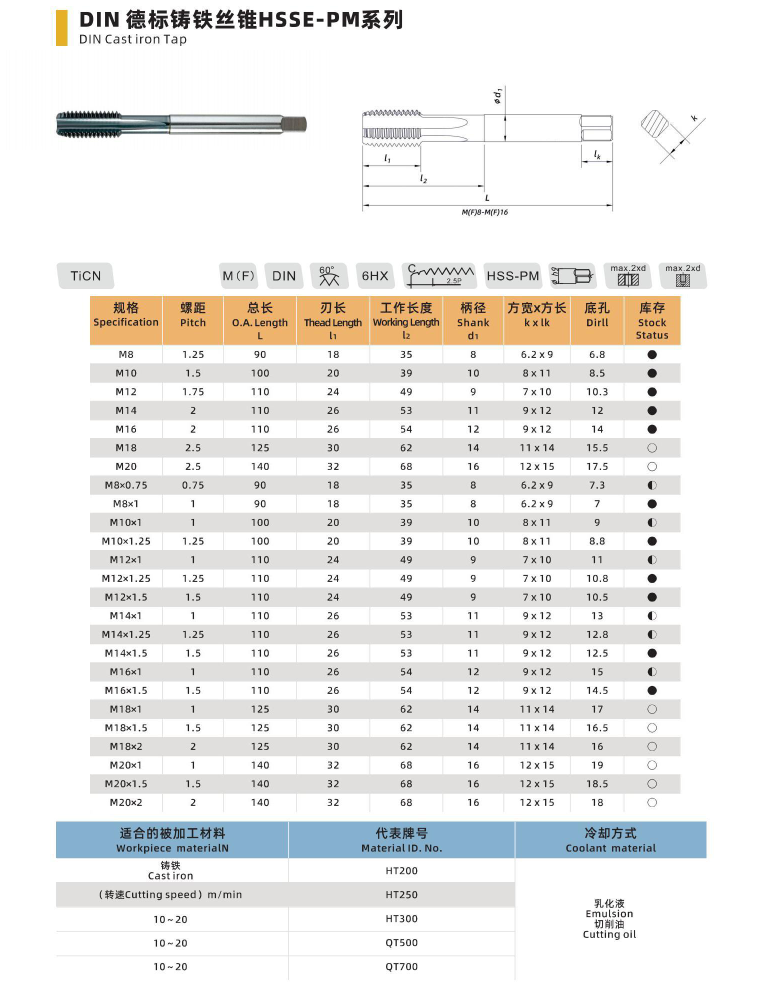 DIN 371/376 HSS-PM Spiral Flute Tap - M3 to M24