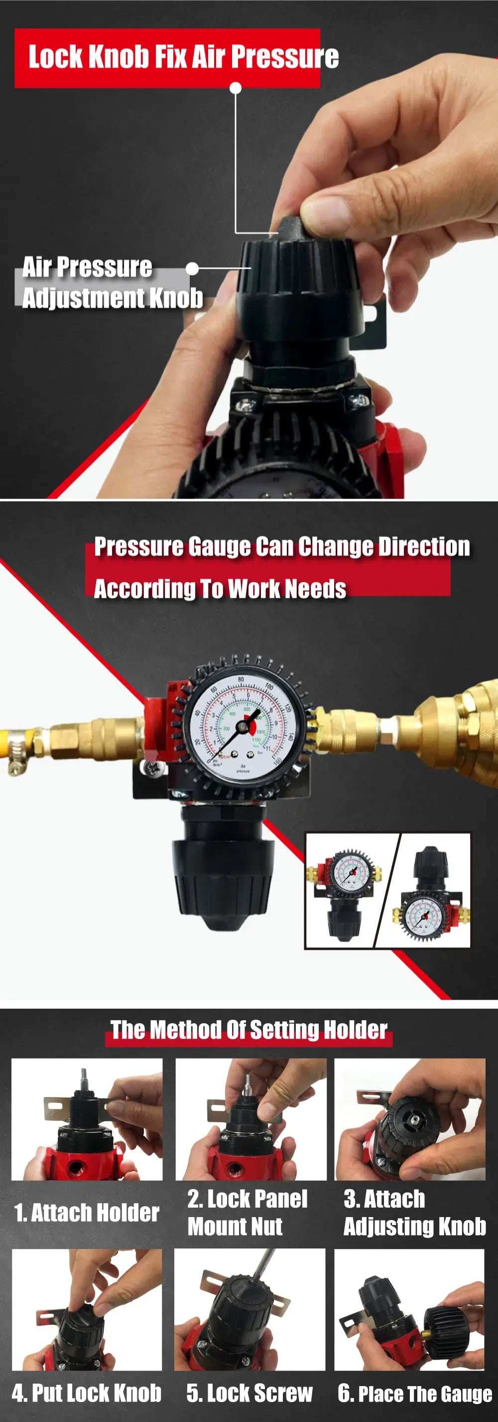 Air Pressure Regulator Gauge for Air Compressor