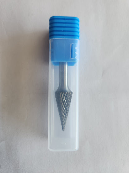 SM61225 – 12mm Pointed Cone Burr, 6mm Shank  Double Cut for Steel & Stainless