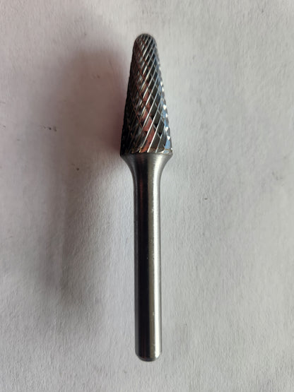 SL61228 – 12mm Ball-Nose Cone Burr, 6mm Shank  Double Cut for Steel & Stainless