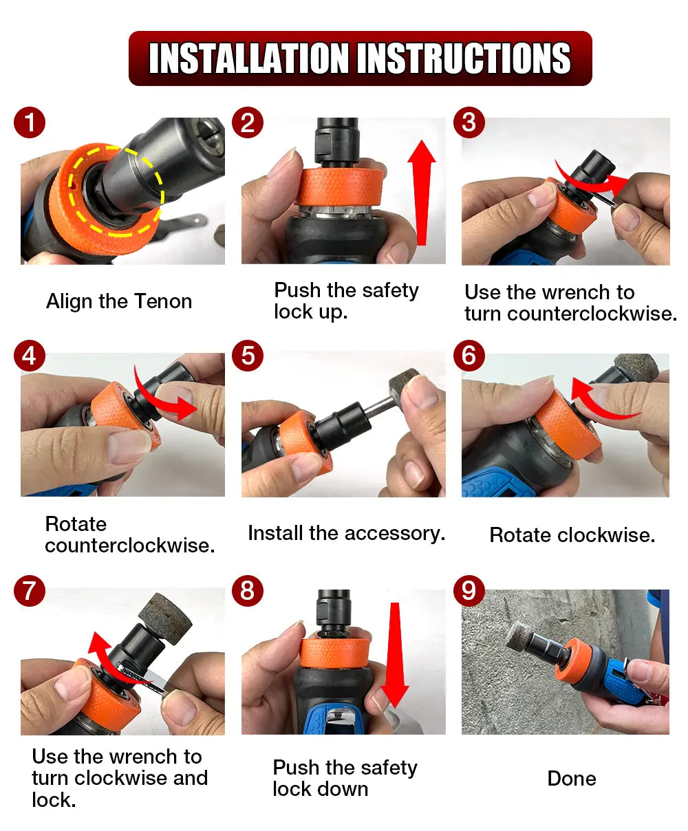 1/4" Mini Air Die Grinder with Lock