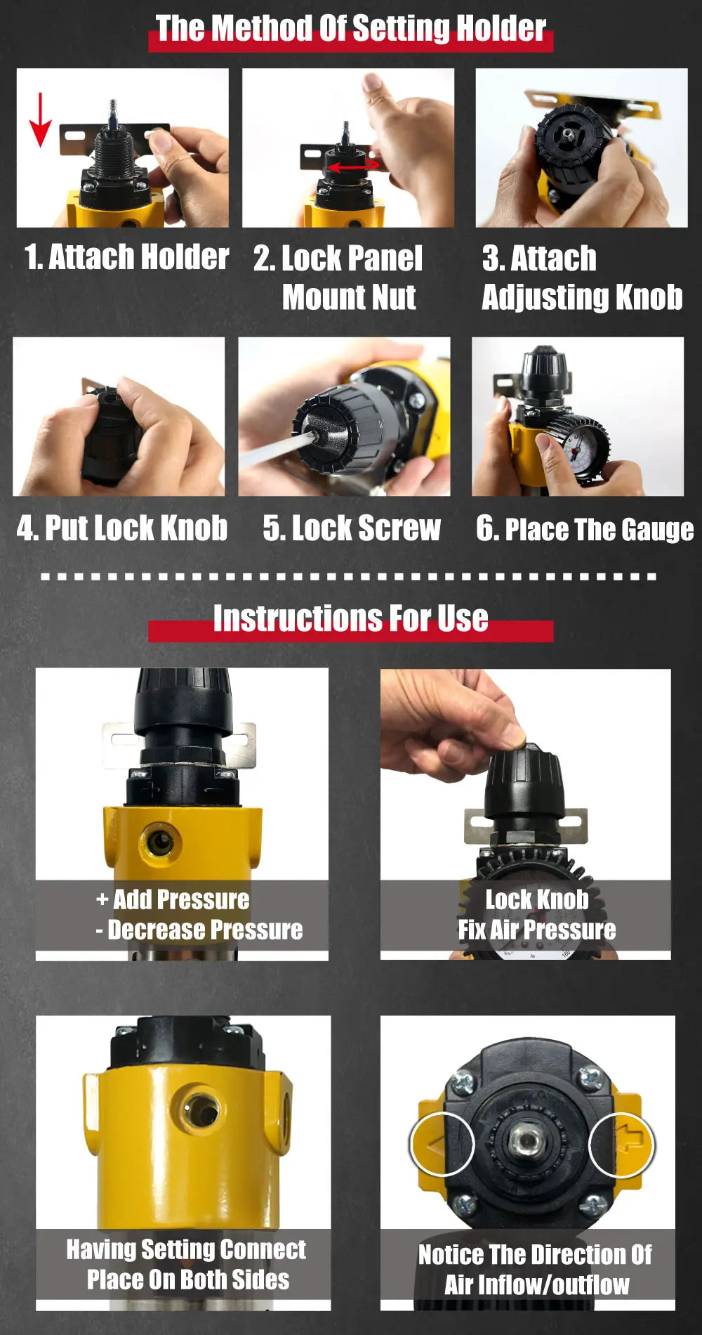 Air Pressure Regulator Gauge for Air Compressor