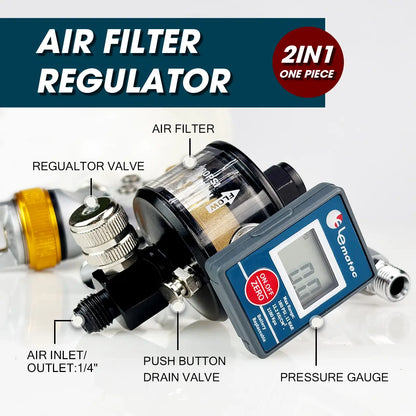 1/4" Air Filter Regulator With Pressure Gauge