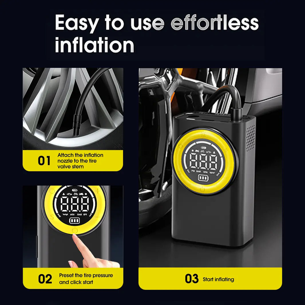 LEMATEC LE-DTI-68-1 Cordless Tire Inflator | Intelligent Digital Air Pump with LED