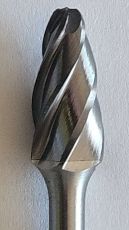SF61125 AL – 11mm Ball-Nosed Tree Burr, 6mm Shank  Aluminum Cut for Non-Ferrous Metals