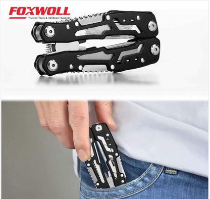 14-in-1 Multitool – Stainless Steel  Safety Locking  Nylon Pouch