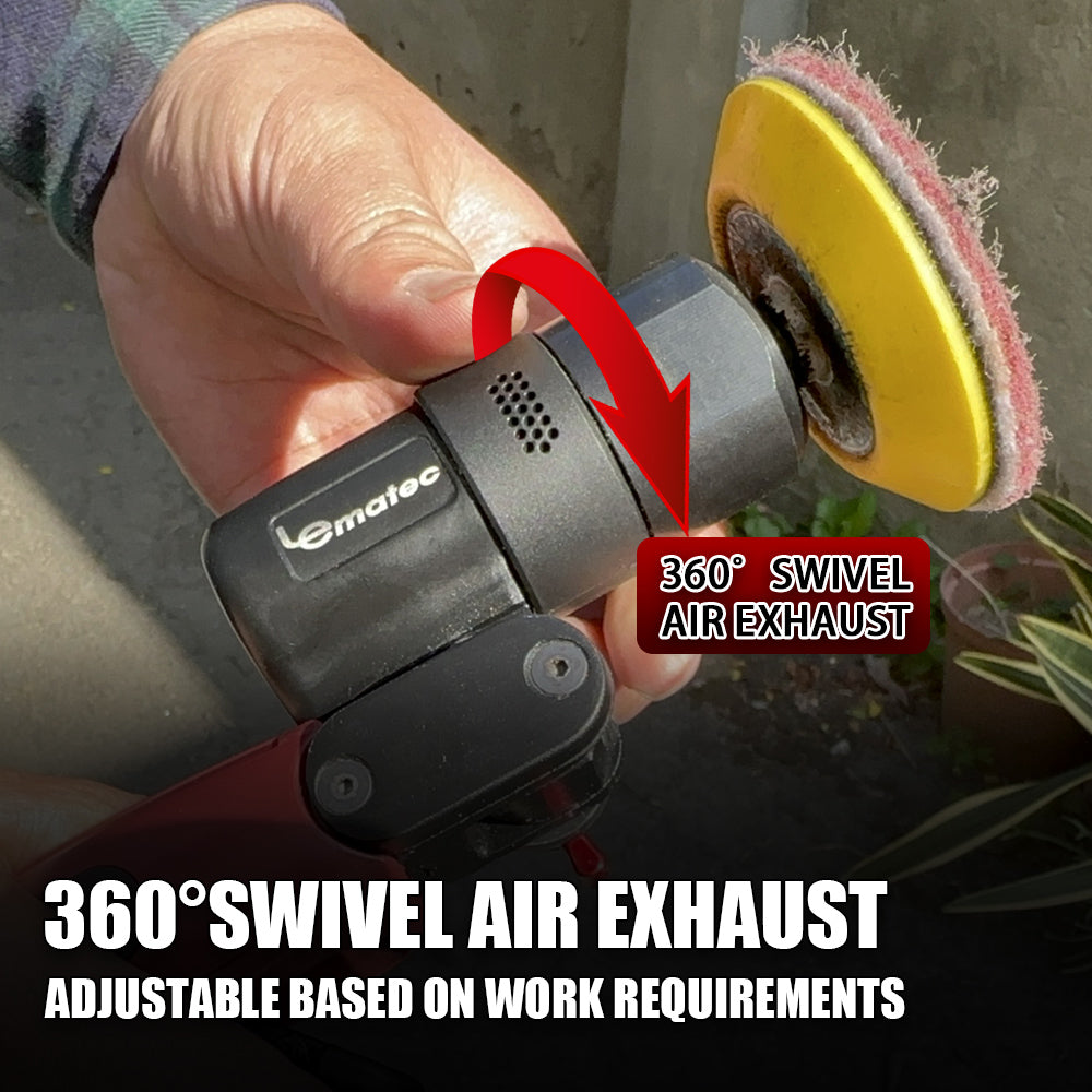 LE-G2082PR Flexible Head Air Sander Polisher – 3″ Pad, 5,000 RPM, Rear Exhaust