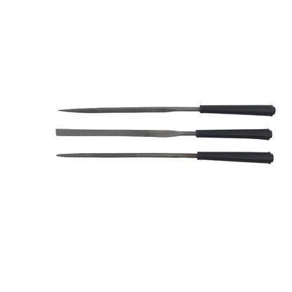 3 Piece Needle File Set – Fine Tooth, Single Cut  Round, Triangular, Flat