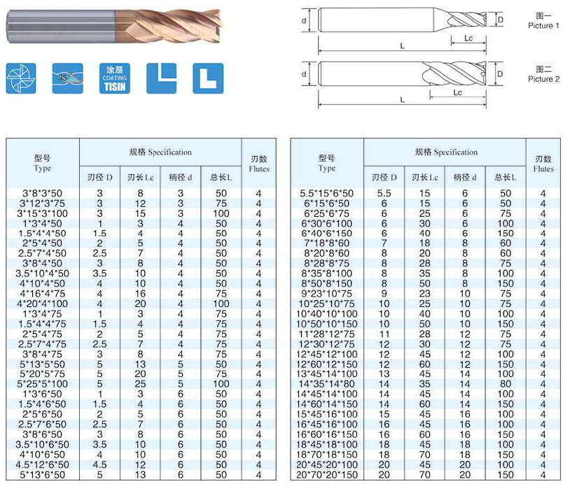 MTSLONG 10.00mm SOLID CARBIDE ENDMILL HRC55