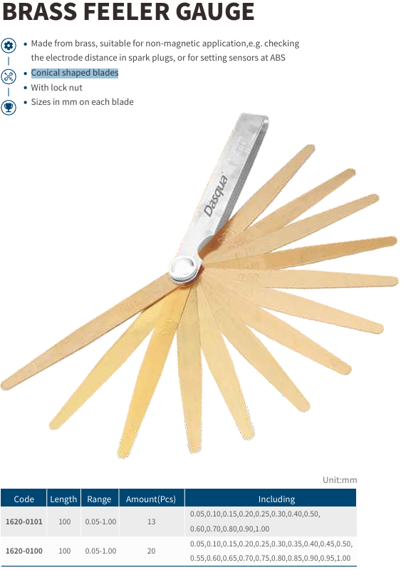 Dasqua Brass Feeler Gauges