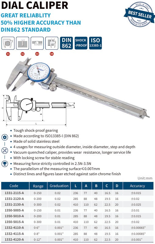Dial Caliper — Great Reliability, High‑Accuracy Series