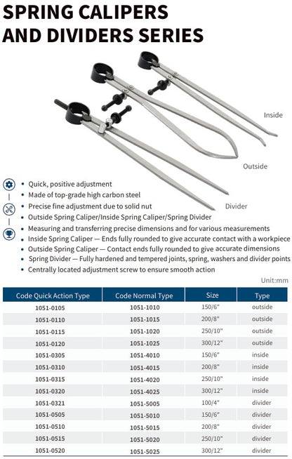 Spring Calipers and Dividers Series