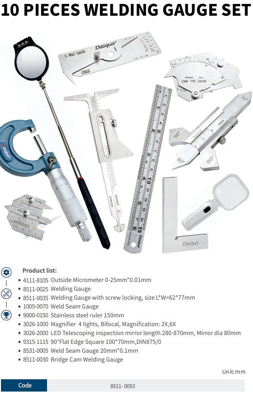 10 PIECES WELDING GAUGE SET