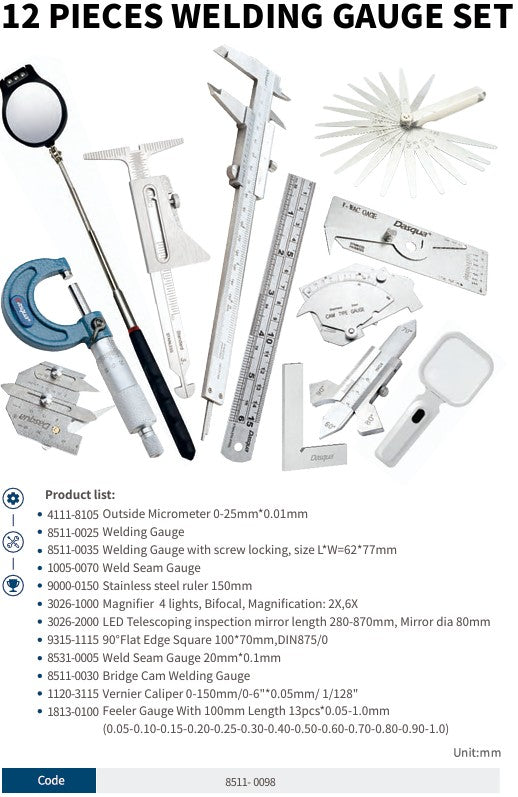 12 PIECES WELDING GAUGE SET