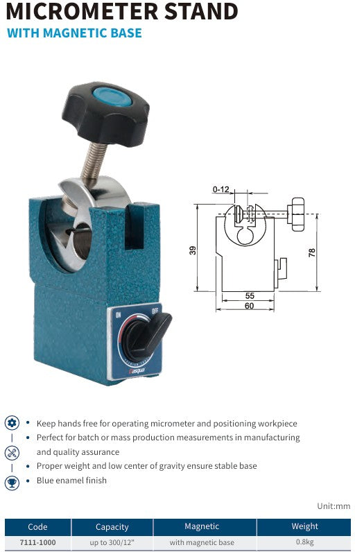 Micrometer Stand with Magnetic Base