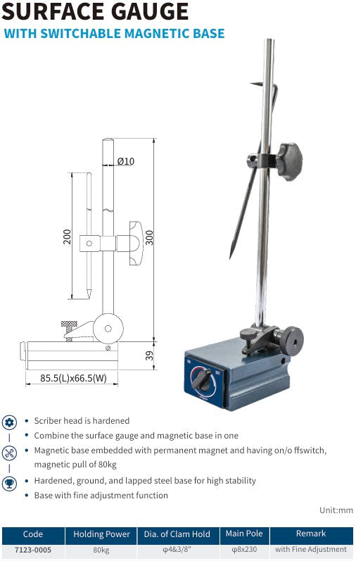 Surface Gauge with Switchable Magnetic Base