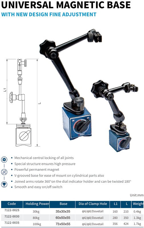 Universal Magnetic Base with New Design Fine Adjustment
