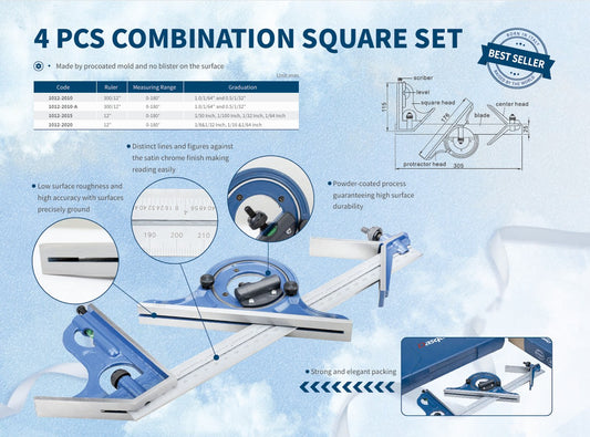 4‑Piece Combination Square Set