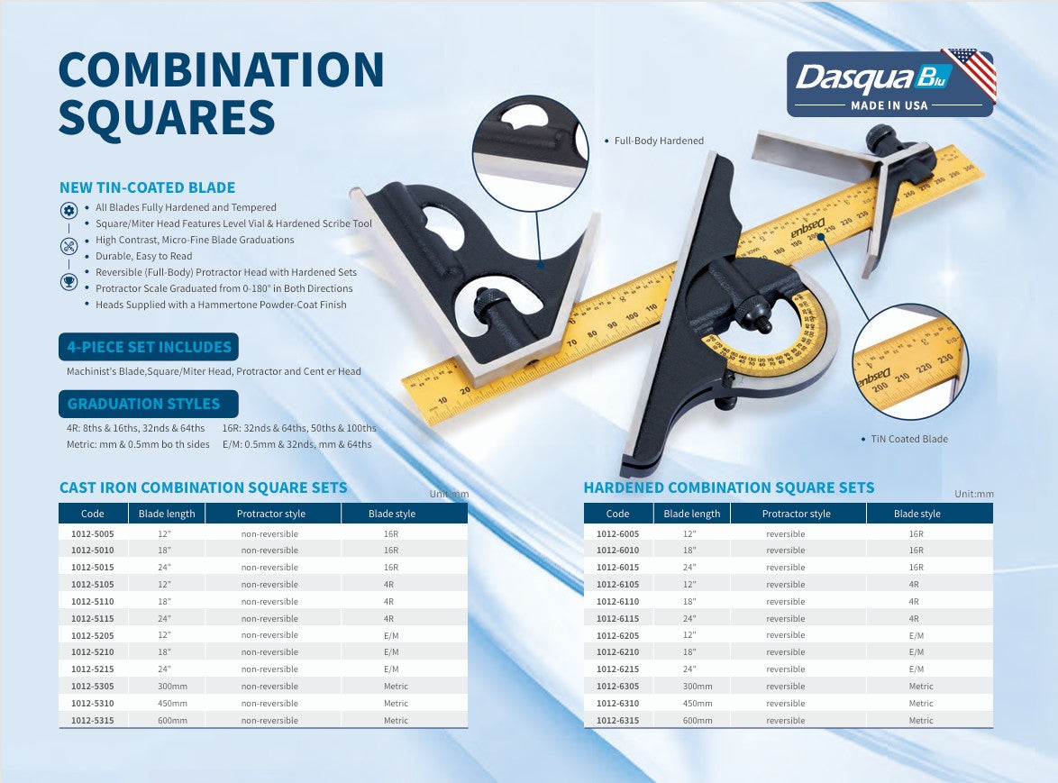 Combination Squares (Tin‑Coated Blade Series)