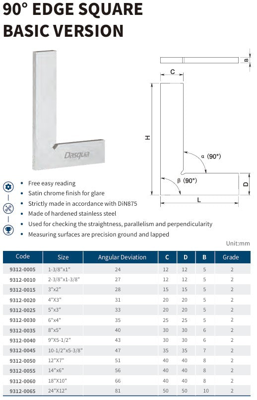 90° Edge Square – Basic Version (Hardened Stainless Steel)