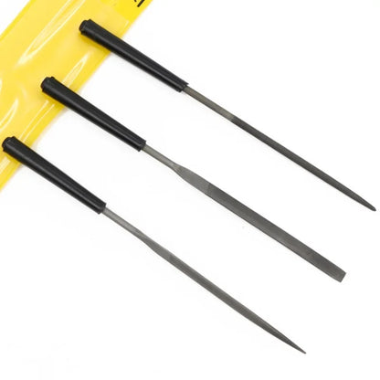3 Piece Needle File Set – Fine Tooth, Single Cut  Round, Triangular, Flat