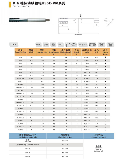 DIN 371/376 HSS-PM Spiral Flute Tap - M3 to M24